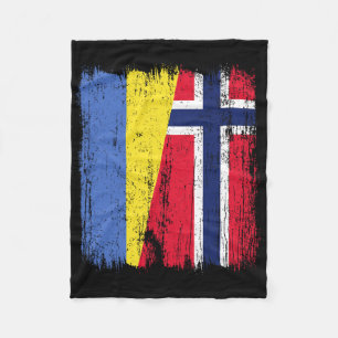 Ukraine Norway Half Flag Ukrainian Norwegian Ances Fleece Blanket