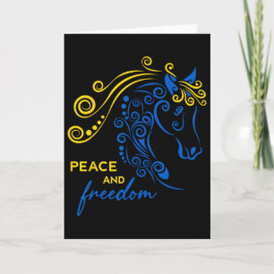 Ukraine Peace And Freedom Ukrainian Horse Flag Blu Card