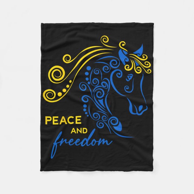 Ukraine Peace And Freedom Ukrainian Horse Flag Blu Fleece Blanket (Front)