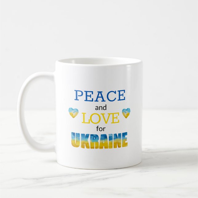 Ukraine Peace And Love Hearts Coffee M Coffee Mug (Left)