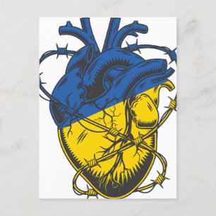 Ukraine Peace Barbed Wire Heart Love Ukrainian Postcard