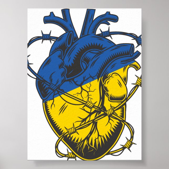 Ukraine Peace Barbed Wire Heart Love Ukrainian Poster (Front)
