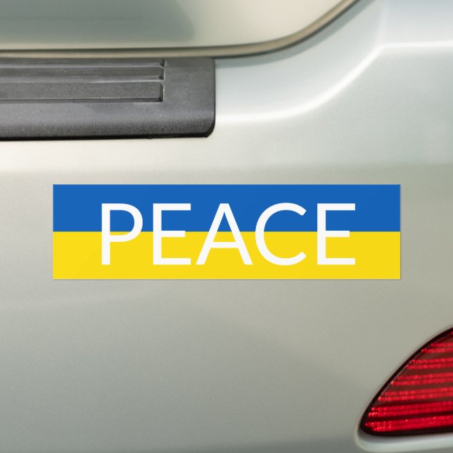 Ukraine peace blue yellow custom text flag bumper sticker (On Car)