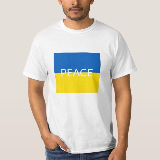 Ukraine peace blue yellow custom text flag T-Shirt (Front)