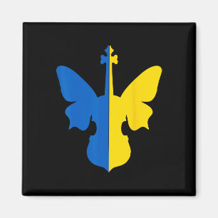 Ukraine Peace Butterfly Violin Ukrainian Flag Blue Magnet