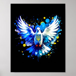 Ukraine Peace Dove Defend Democracy Stand With Zel Poster