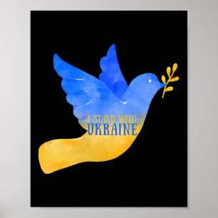 Ukraine Peace Dove I Stand With Ukraine Flag Free Poster