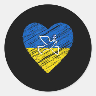 Ukraine Peace Dove Love Stop War Conflict  Classic Round Sticker
