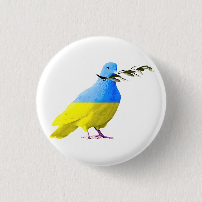 Ukraine - Peace Dove - Ukrainian Flag - Peace  3 Cm Round Badge (Front)