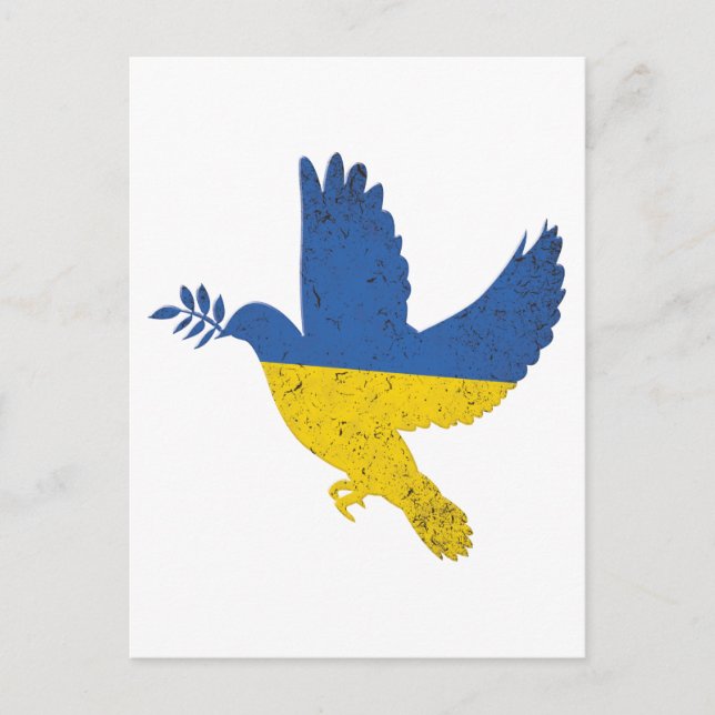 Ukraine Peace Dove, Ukrainian Pride Flag Postcard (Front)