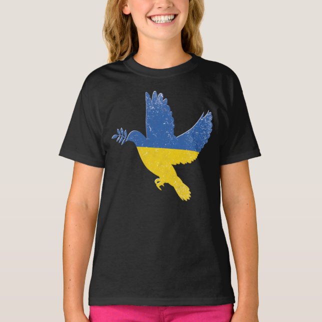Ukraine Peace Dove, Ukrainian Pride Flag T-Shirt (Front)