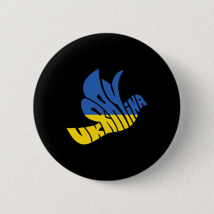 Ukraine Peace Dove Word Art - Ukrainian Pride 6 Cm Round Badge