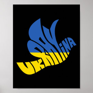 Ukraine Peace Dove Word Art - Ukrainian Pride Poster