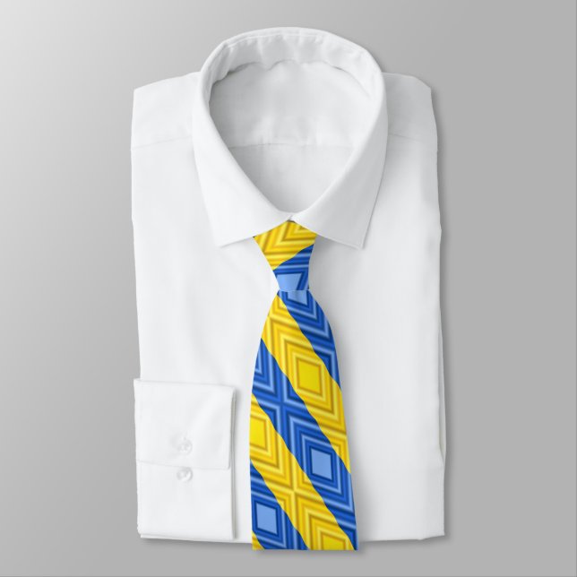 Ukraine - Peace Freedom - Ukrainian Flag Neck Tie (Tied)