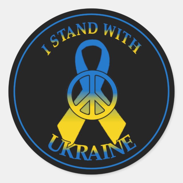 Ukraine Peace Ribbon Classic Round Sticker (Front)