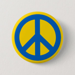 Ukraine Peace Sign 6 Cm Round Badge