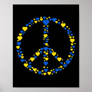 Ukraine Peace Sign Blue And Yellow Hearts Support 