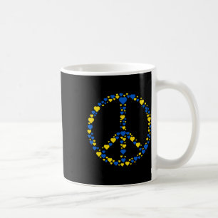 Ukraine Peace Sign Blue And Yellow Hearts Support Coffee Mug