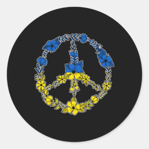 Ukraine Peace Sign Flowers In Blue And Yellow Ukra Classic Round Sticker