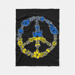 Ukraine Peace Sign Flowers In Blue And Yellow Ukra Fleece Blanket