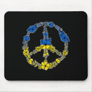 Ukraine Peace Sign Flowers In Blue And Yellow Ukra Mouse Mat
