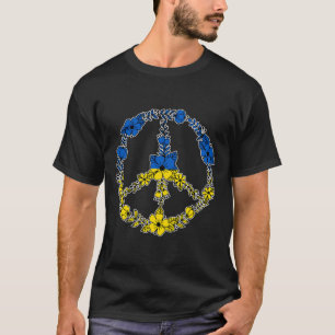 Ukraine Peace Sign Flowers In Blue And Yellow Ukra T-Shirt