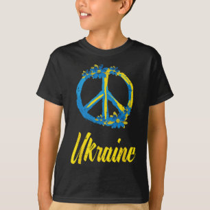 Ukraine Peace Sign Flowers Retro Ukrainian Groovy T-Shirt