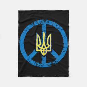 Ukraine Peace Sign Shirt Ukrainian Tryzub Fleece Blanket