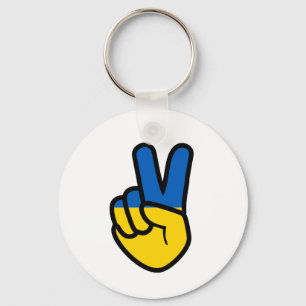 Ukraine Peace Sign with flag of Ukraine colors Key Ring