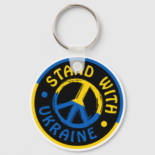 Ukraine Peace Symbol Stand With Ukraine Key Ring