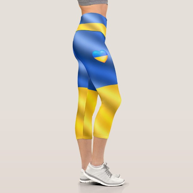 Ukraine - Peace - Ukrainian Flag - Freedom  Capri Leggings (Right)