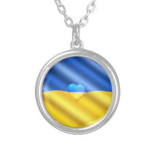 Ukraine - Peace - Ukrainian Flag - Freedom  Silver Plated Necklace