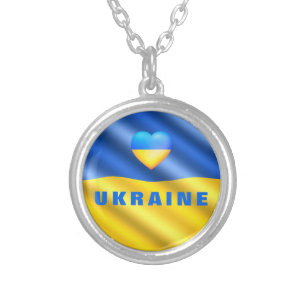 Ukraine - Peace - Ukrainian Flag - Support Freedom Silver Plated Necklace