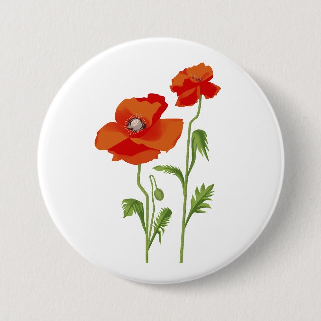 Ukraine "poppy flower" peace colourful button (Front)