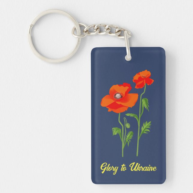 Ukraine "poppy flower" peace colourful key ring (Front)