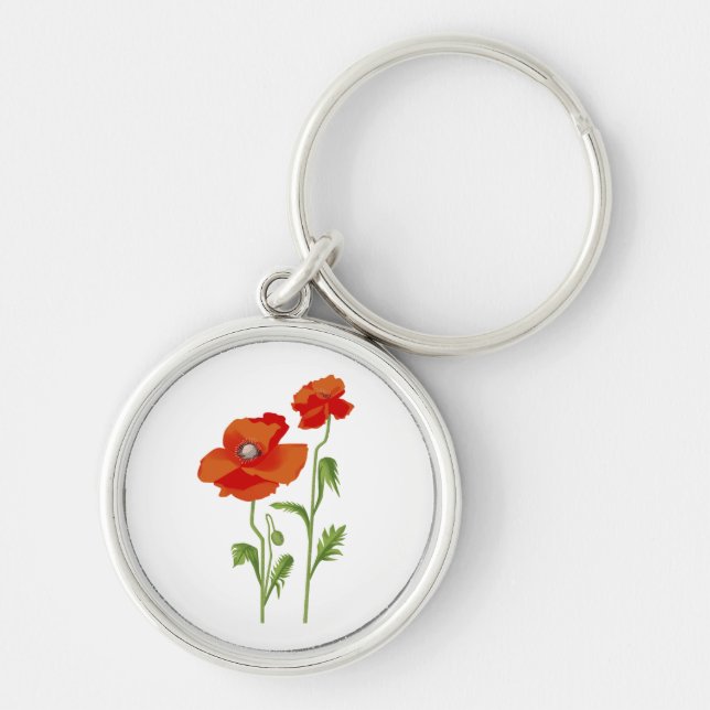 Ukraine "poppy flower" peace colourful keychain (Front)
