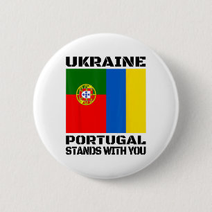 Ukraine Portugal Stands With You Portuguese Suppor 6 Cm Round Badge
