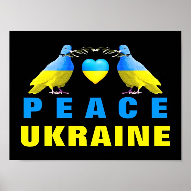 Ukraine Poster Peace Dove Heart - Freedom (Front)