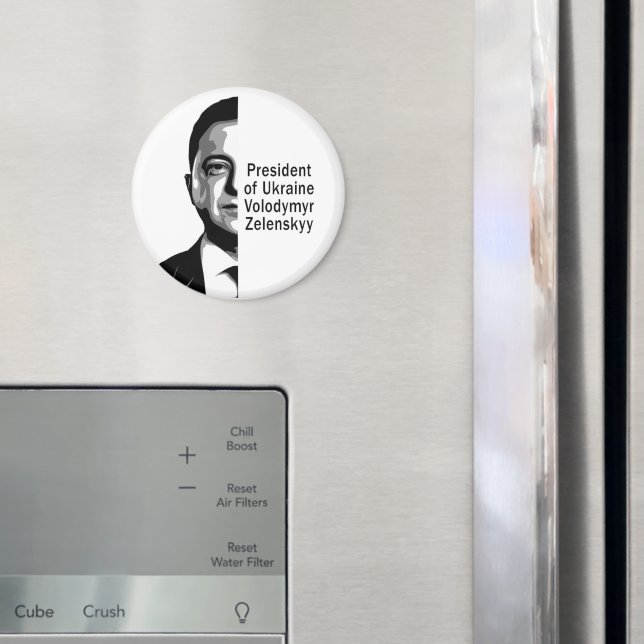 Ukraine President Zelenskyy Half Portrait B&W Art Magnet (In Situ (Fridge))