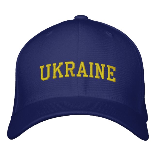 UKRAINE Pride Coloured Blue and Yellow Embroidered Hat (Front)