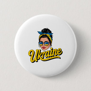 Ukraine Retro Style Woman Graphic Cultural Pride A 6 Cm Round Badge