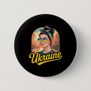 Ukraine Retro Style Woman Graphic Cultural Pride A 6 Cm Round Badge