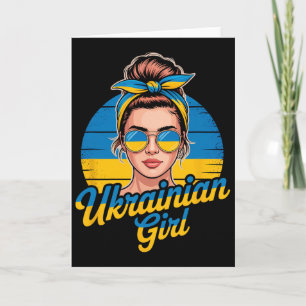 Ukraine Retro Style Woman Graphic Cultural Pride A Card