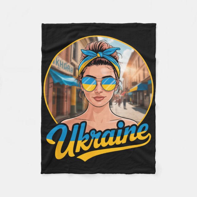 Ukraine Retro Style Woman Graphic Cultural Pride A Fleece Blanket (Front)