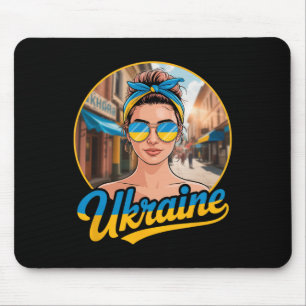 Ukraine Retro Style Woman Graphic Cultural Pride A Mouse Mat
