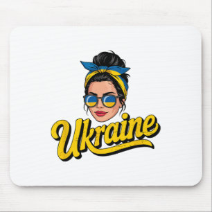 Ukraine Retro Style Woman Graphic Cultural Pride A Mouse Mat