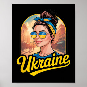 Ukraine Retro Style Woman Graphic Cultural Pride A Poster
