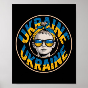 Ukraine Retro Style Woman Graphic Cultural Pride A Poster