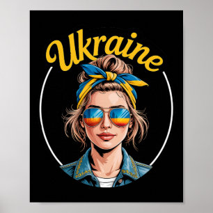 Ukraine Retro Style Woman Graphic Cultural Pride A Poster
