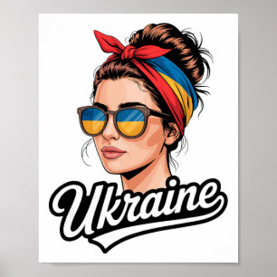 Ukraine Retro Style Woman Graphic Cultural Pride A Poster